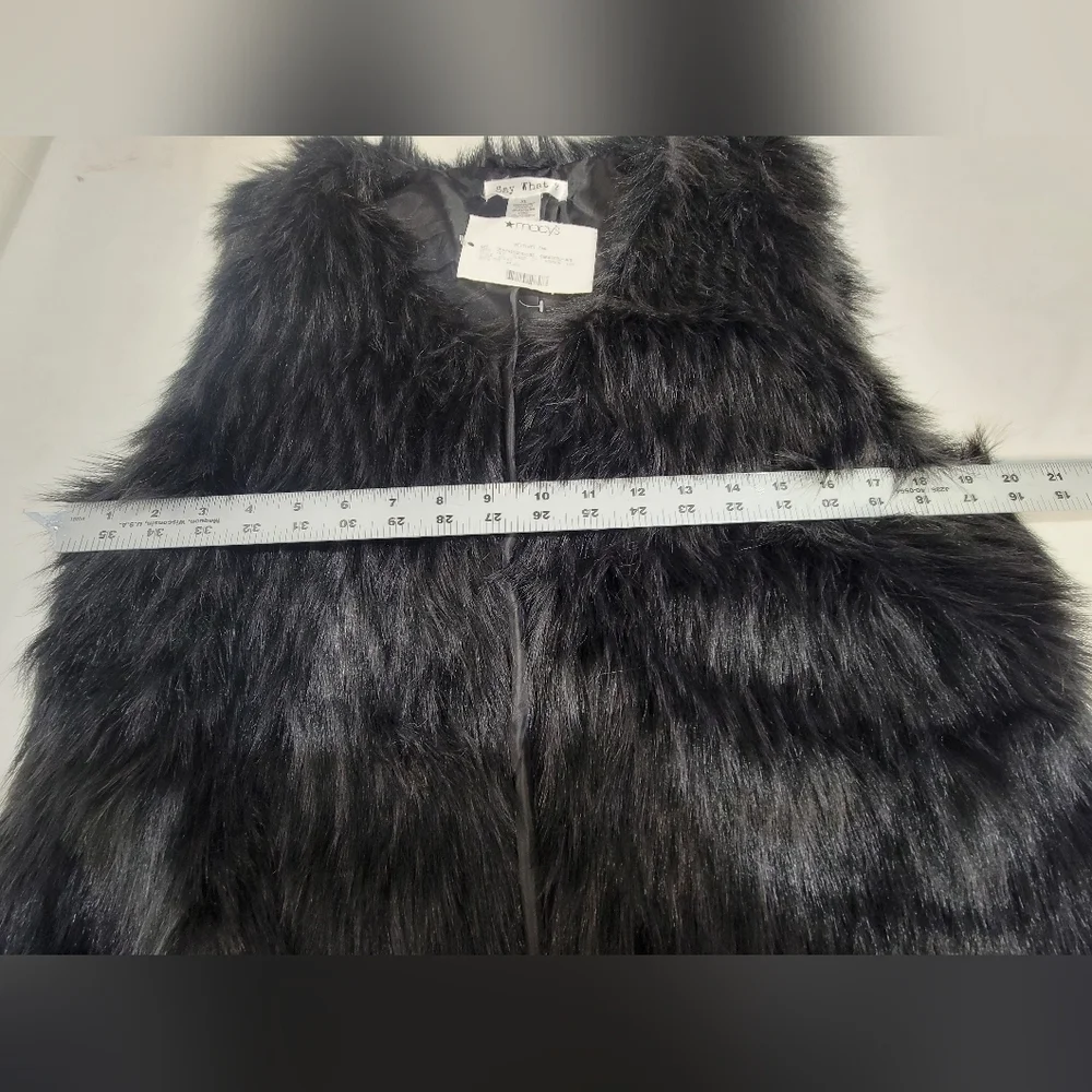 Say What? Womens Hook and Eye Closure Black Faux Fur Vest Women's Size XL New